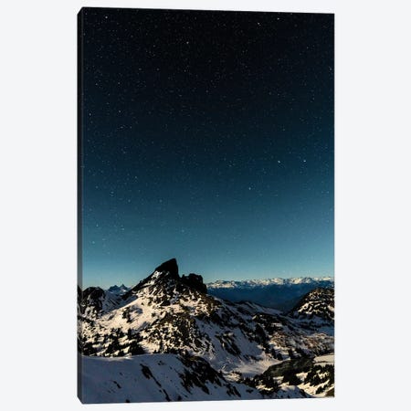 Canada, British Columbia, Garibaldi Provincial Park. Black Tusk Under Moonlight And A Starry Sky. Canvas Print #YCH55} by Yuri Choufour Canvas Wall Art