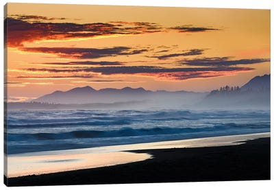 Canada, British Columbia, Tofino. Wickaninnish Beach Sunset. Canvas Art Print - Yuri Choufour