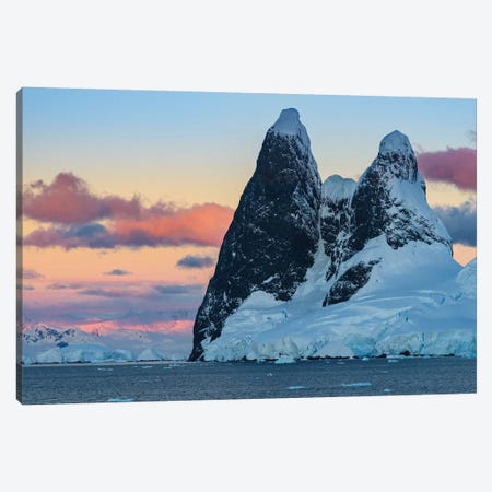 Antarctic Peninsula, Antarctica, Lemaire Channel. Una Peaks At Sunset. Canvas Print #YCH7} by Yuri Choufour Canvas Art