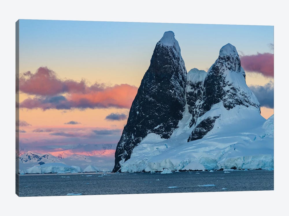 Antarctic Peninsula, Antarctica, Lemaire Channel. Una Peaks At Sunset. by Yuri Choufour 1-piece Art Print