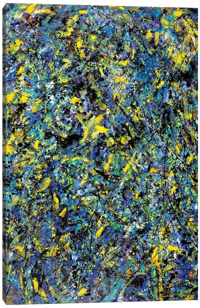 Night Garden with Star Lillies  Canvas Art Print - Similar to Jackson Pollock