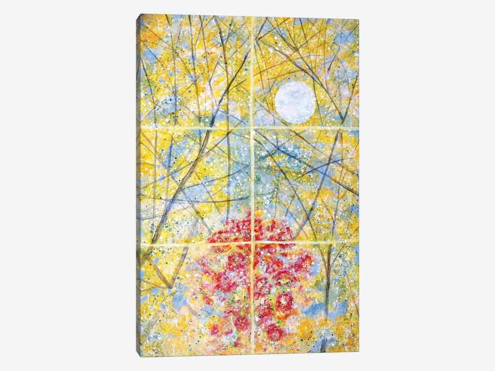 Relected Moon Rain and Roses  by Yolanda Fernandez-Shebeko 1-piece Canvas Print
