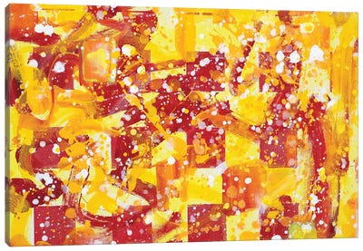 Magic Spell For Sun Using Six Red Squares Canvas Art Print - Similar to Jackson Pollock