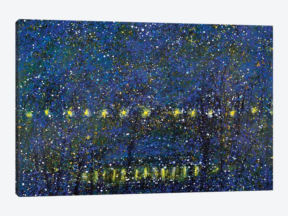 Night Time City Park With Pond by Yolanda Fernandez-Shebeko 1-piece Art Print