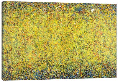Yellow Maples And Gibbous Moon Canvas Art Print - Similar to Jackson Pollock