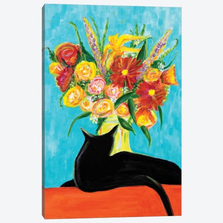 Black Cat Canvas Print #YFS90} by Yolanda Fernandez-Shebeko Canvas Art
