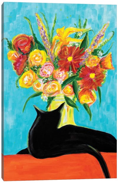 Black Cat Canvas Art Print - Yolanda Fernandez-Shebeko