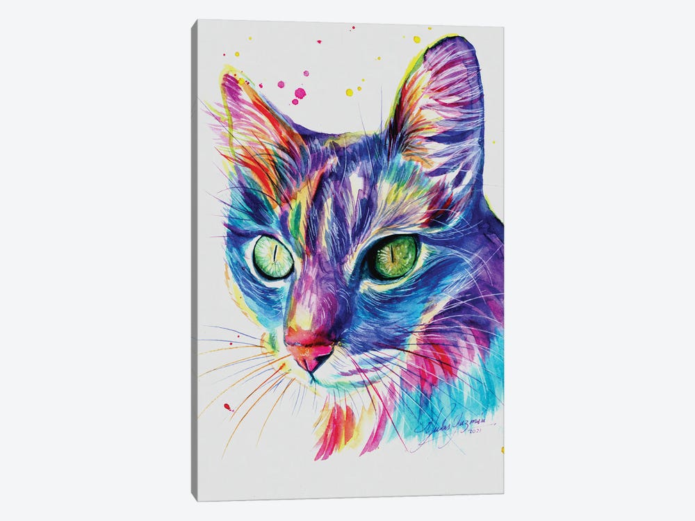 Rainbow Cat I by Yubis Guzman 1-piece Canvas Wall Art