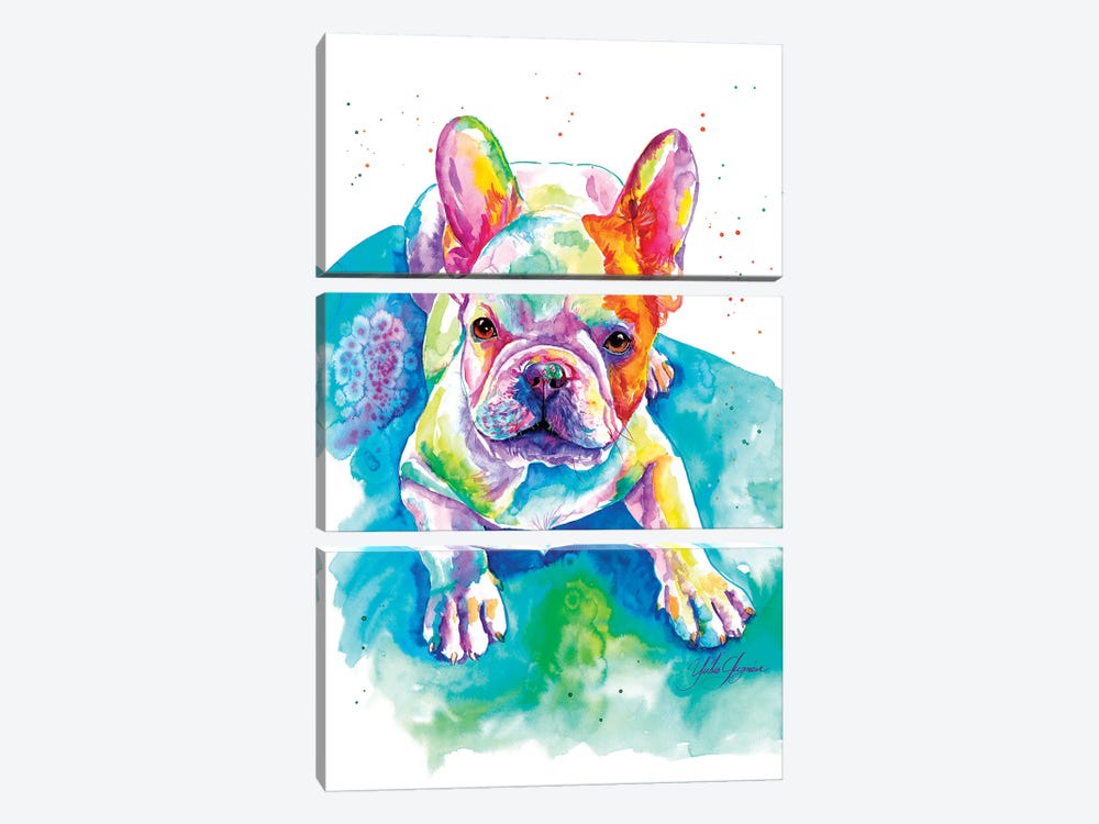 Bulldog Frances Bebé by Yubis Guzman 3-piece Canvas Print