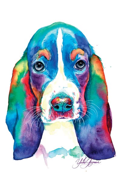 Basset Hounds by Yubis Guzman metal wall art