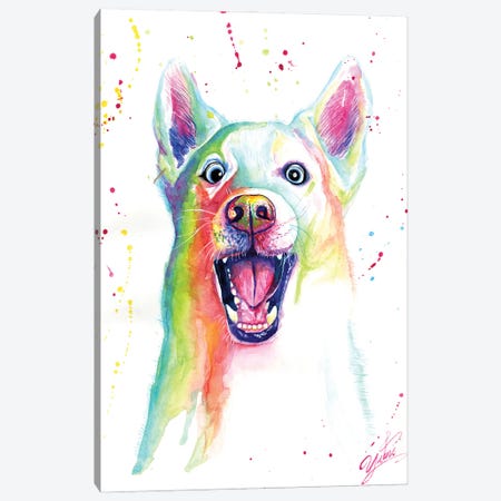 Colorful Happy Wolf Canvas Print #YGM13} by Yubis Guzman Canvas Print