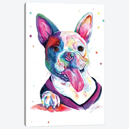 Bulldog Feliz Canvas Print #YGM141} by Yubis Guzman Canvas Wall Art