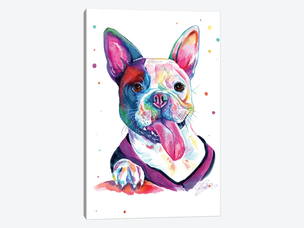Bulldog Feliz by Yubis Guzman 1-piece Canvas Art Print