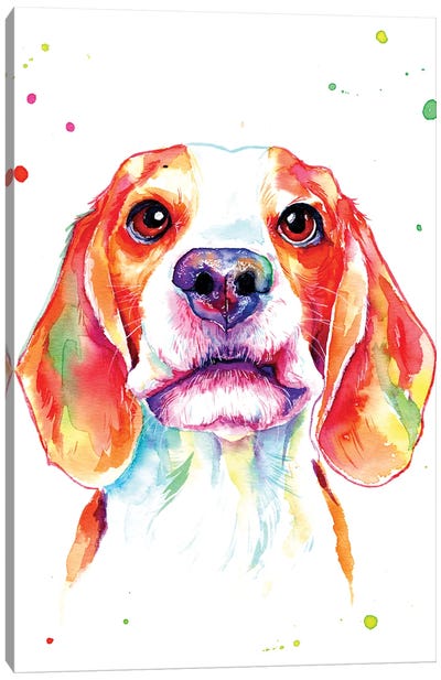 Beautiful Beagle Puppy Canvas Art Print - Yubis Guzman