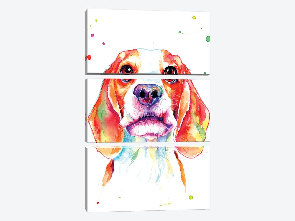 Beautiful Beagle Puppy by Yubis Guzman 3-piece Canvas Artwork