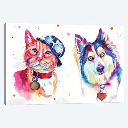 Dog Friends With Style Canvas Print #YGM149} by Yubis Guzman Canvas Wall Art