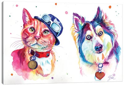 Dog Friends With Style Canvas Art Print - Yubis Guzman