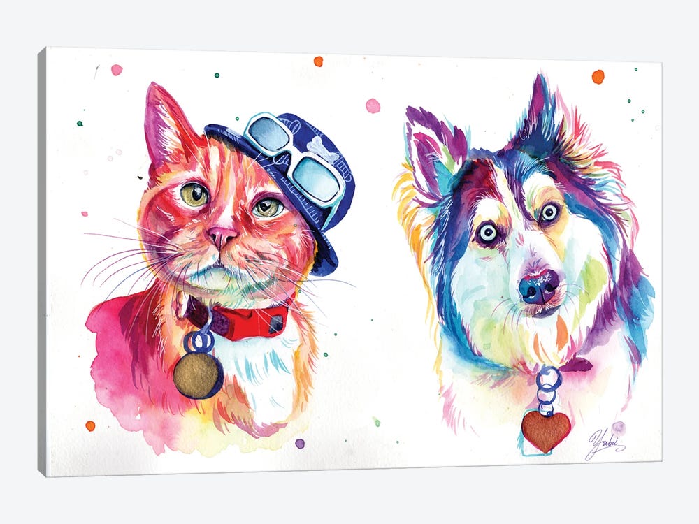 Dog Friends With Style by Yubis Guzman 1-piece Canvas Print