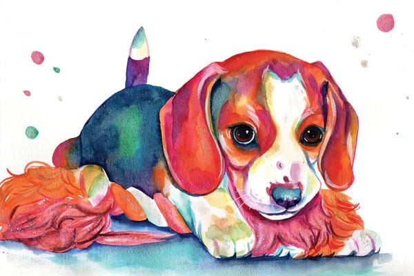 Beagles: Playful Baby Beagle by Yubis Guzman