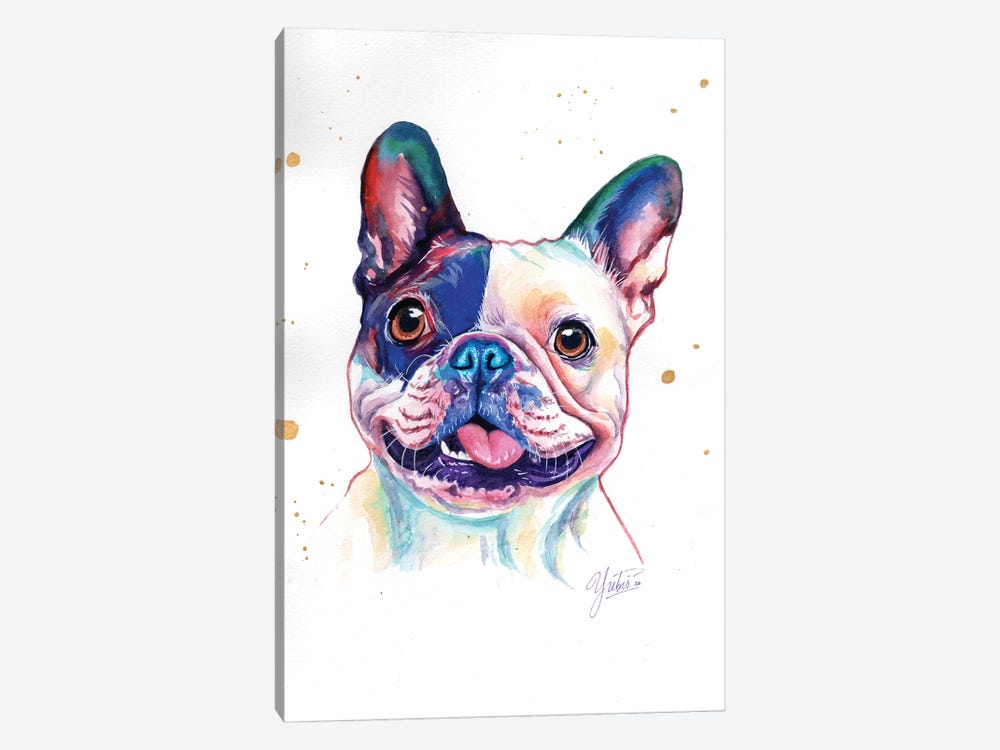 Funny French Bulldog by Yubis Guzman 1-piece Canvas Artwork