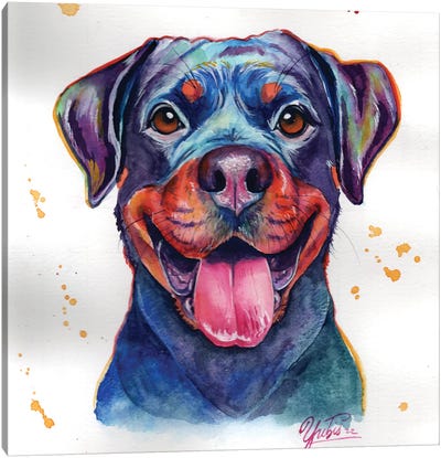 Colorful Happy Dog Canvas Art Print - Yubis Guzman
