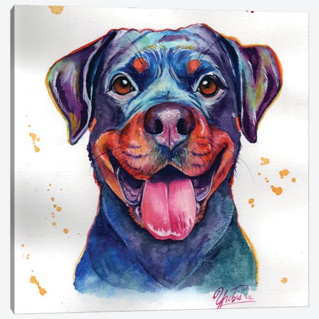 Colorful Happy Dog Canvas Print #YGM157} by Yubis Guzman Canvas Art