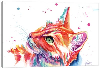 Observant Yellow Cat Canvas Art Print - Yubis Guzman
