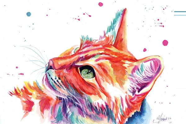 Orange Cats: Observant Yellow Cat by Yubis Guzman