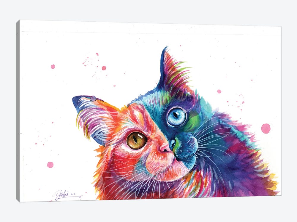 Complementary Cat by Yubis Guzman 1-piece Canvas Wall Art