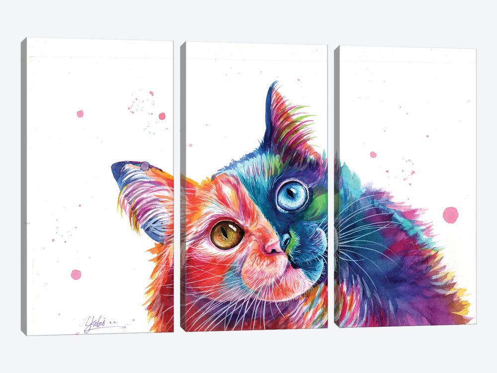 Complementary Cat by Yubis Guzman 3-piece Canvas Art