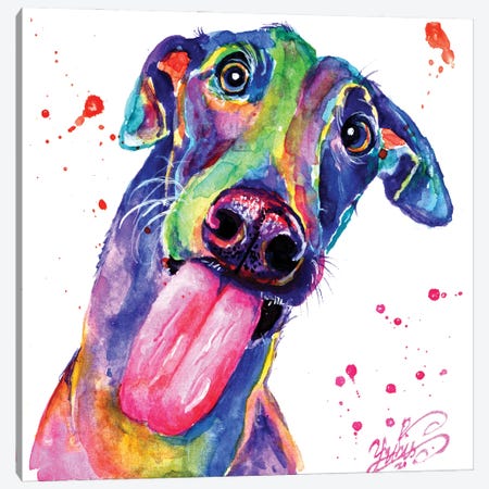 Colorful Puppy Canvas Print #YGM16} by Yubis Guzman Canvas Wall Art