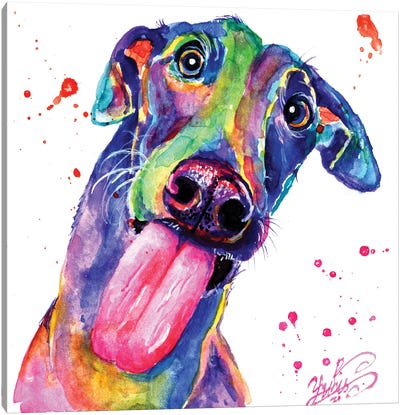 Colorful Puppy Canvas Art Print - Yubis Guzman