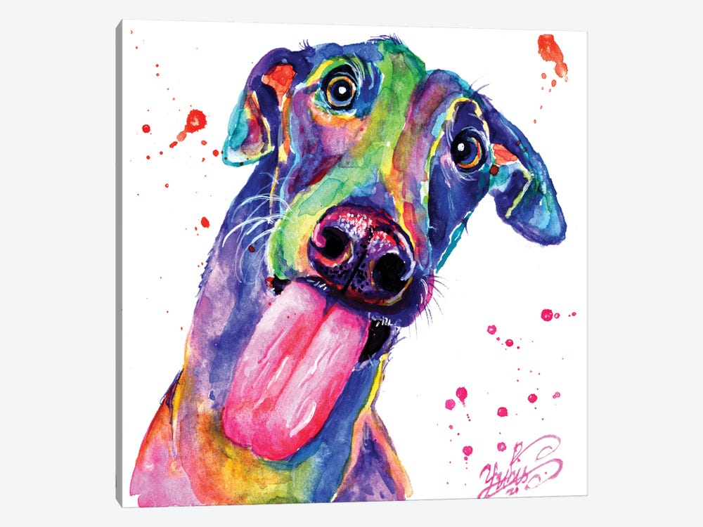 Colorful Puppy by Yubis Guzman 1-piece Canvas Wall Art