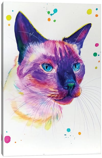 Colorful Siamese Canvas Art Print - Pet Mom