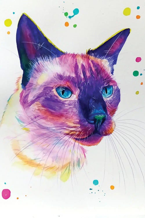 Colorful Siamese by Yubis Guzman wall art