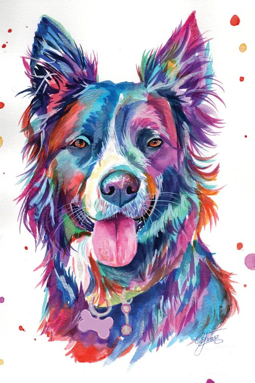 Colorful Happy Dog Canvas Wall Art by Yubis Guzman | iCanvas