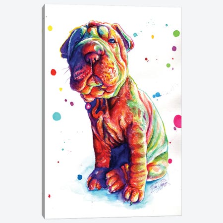Colorful Shar Pei Puppy Canvas Print #YGM17} by Yubis Guzman Canvas Artwork