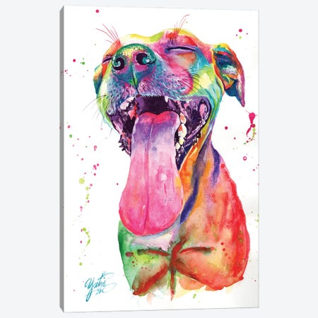Colorful Pitbull II Canvas Print #YGM20} by Yubis Guzman Canvas Wall Art
