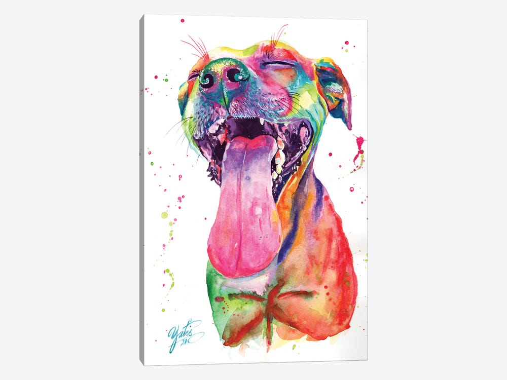 Colorful Pitbull II by Yubis Guzman 1-piece Art Print