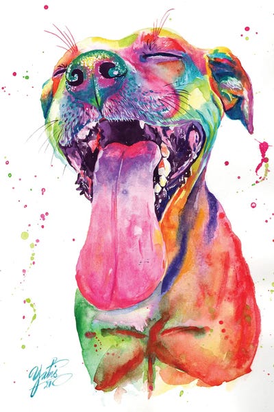 Pit Bulls: Colorful Pitbull II by Yubis Guzman