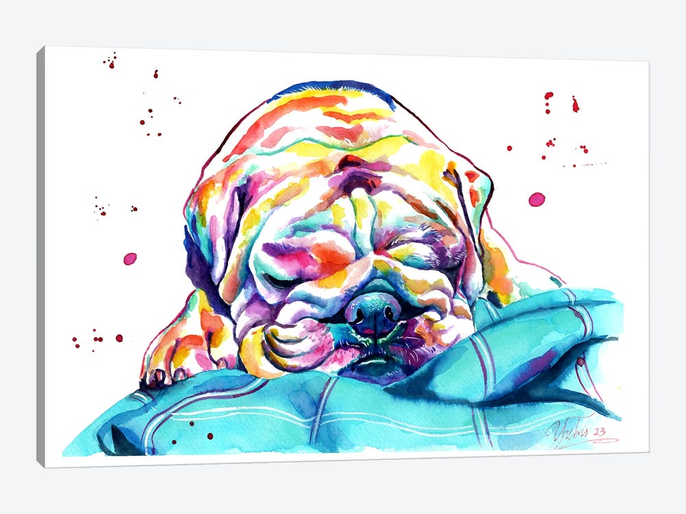 Bulldog Inglés Dormilón by Yubis Guzman 1-piece Canvas Artwork