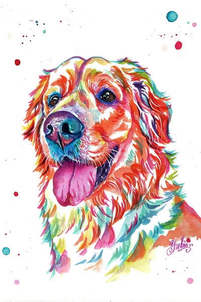 Animal Lover: Colorido Golden Retriver by Yubis Guzman