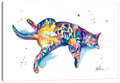 Gato Atigrado Colorido Canvas Art Print - Yubis Guzman