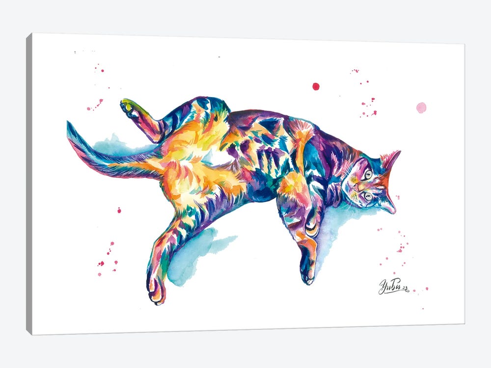Gato Atigrado Colorido by Yubis Guzman 1-piece Canvas Art