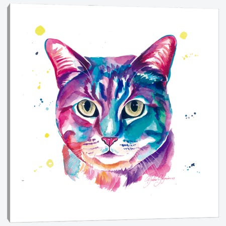Gato Gris Colorido Canvas Print #YGM223} by Yubis Guzman Canvas Print