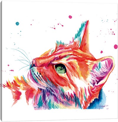 Gato Naranja Colorido Canvas Art Print - Orange Cat Art