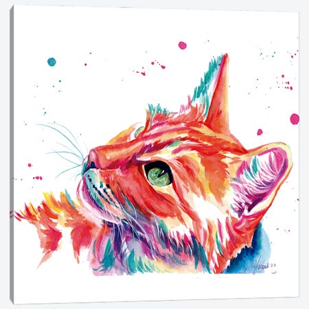 Gato Naranja Colorido Canvas Print #YGM224} by Yubis Guzman Canvas Wall Art