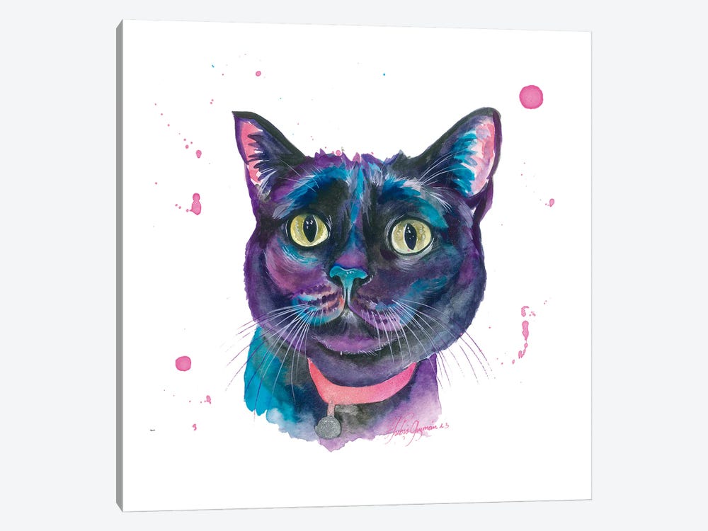 Gato Negro Colorido by Yubis Guzman 1-piece Canvas Print