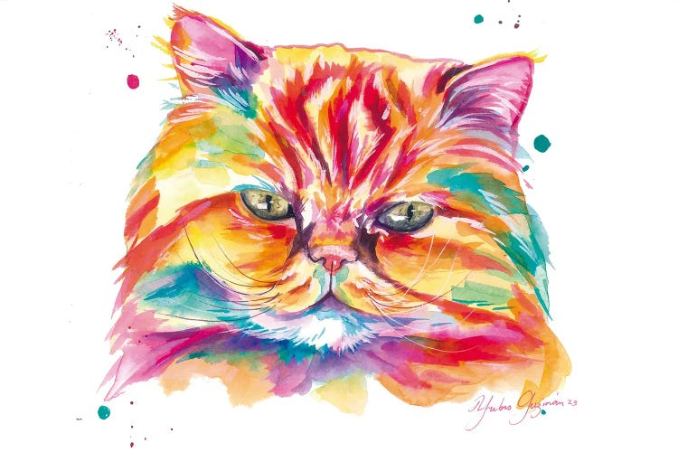 Gato Persa Colorido. by Yubis Guzman wall art