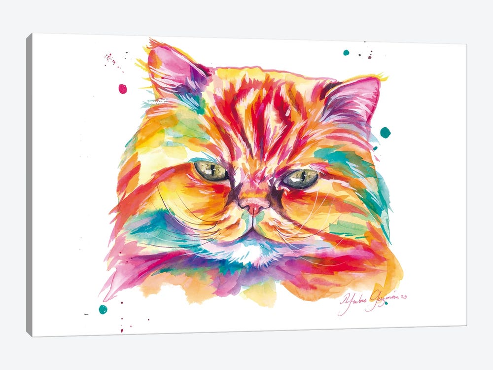 Gato Persa Colorido. by Yubis Guzman 1-piece Canvas Wall Art